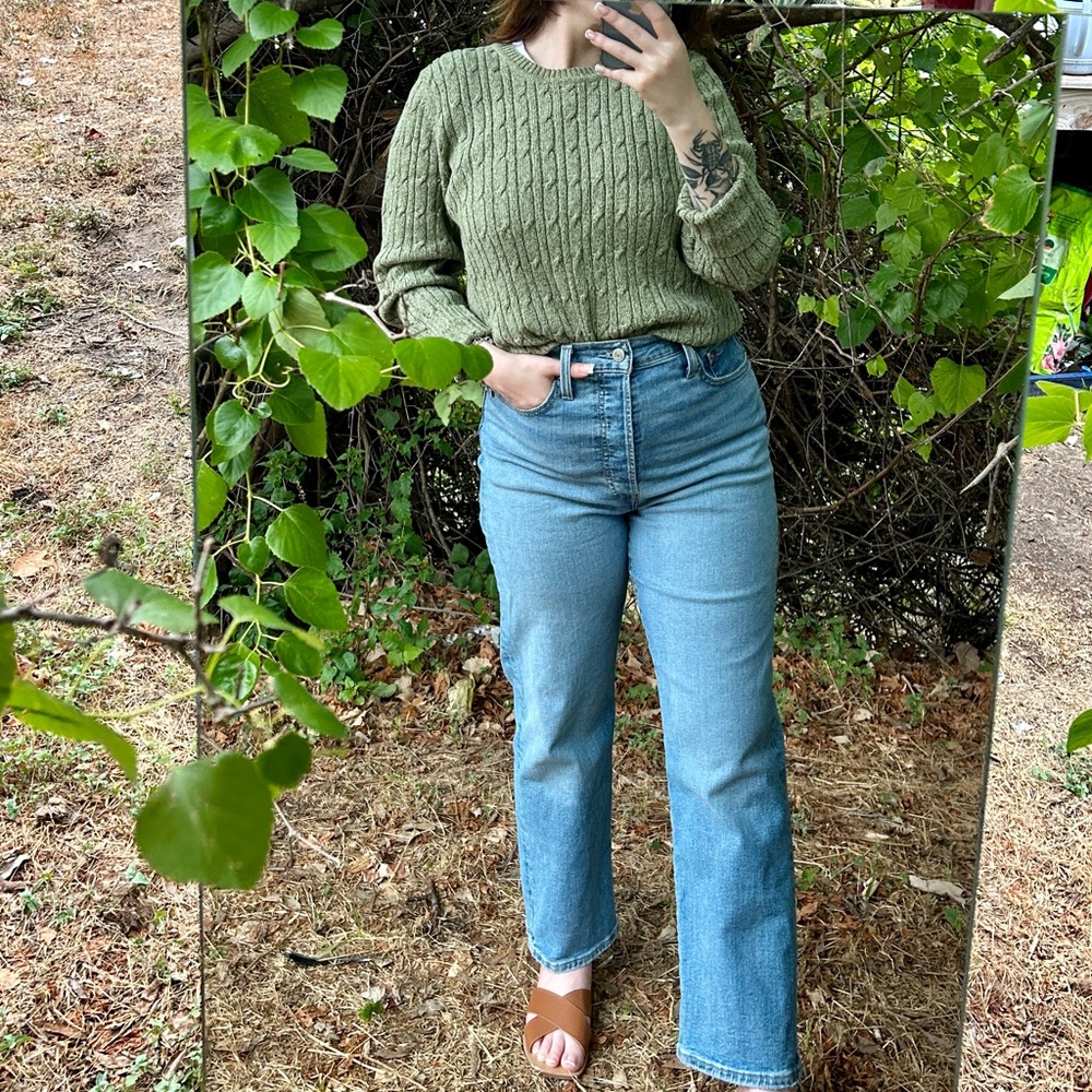Karen Scott light green cable knit sweater